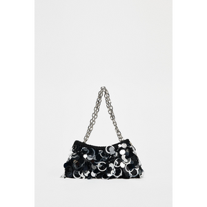 ZARA SEQUIN SHOULDER BAG in Black